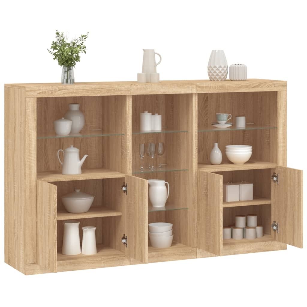 vidaXL Sideboard avec lampes LED Chêne Sonoma 162x37x100 cm Image du produit 
