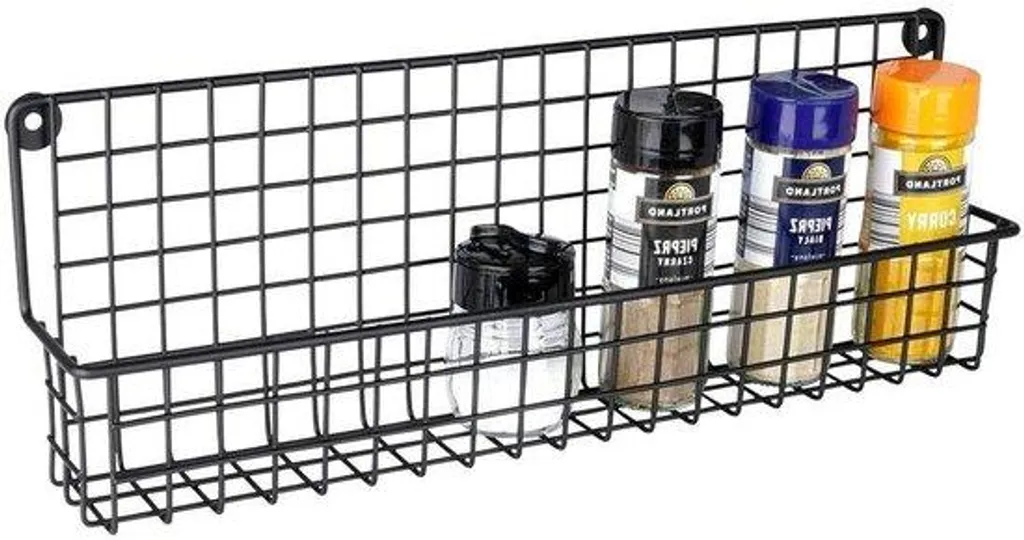 Étagère à herbes pour organiser la cuisine en métal noir 395x65x14 cm