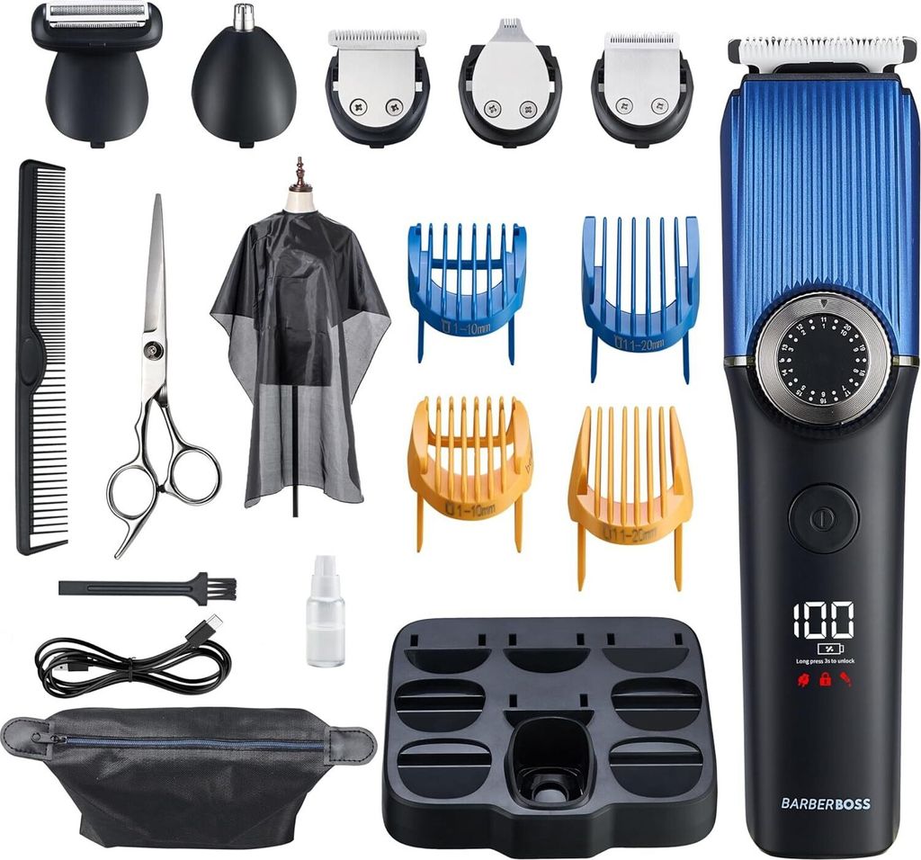 Bartschneider Herren, Schnurlose Haarschneidemaschine Männer: Trimmer für Männer, Pflegesets, Wasserdicht, Nasenhaarschneider für Männer