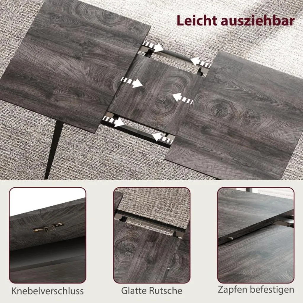 Table extensible pour recevoir 8 invités avec pieds en acier durable - 5