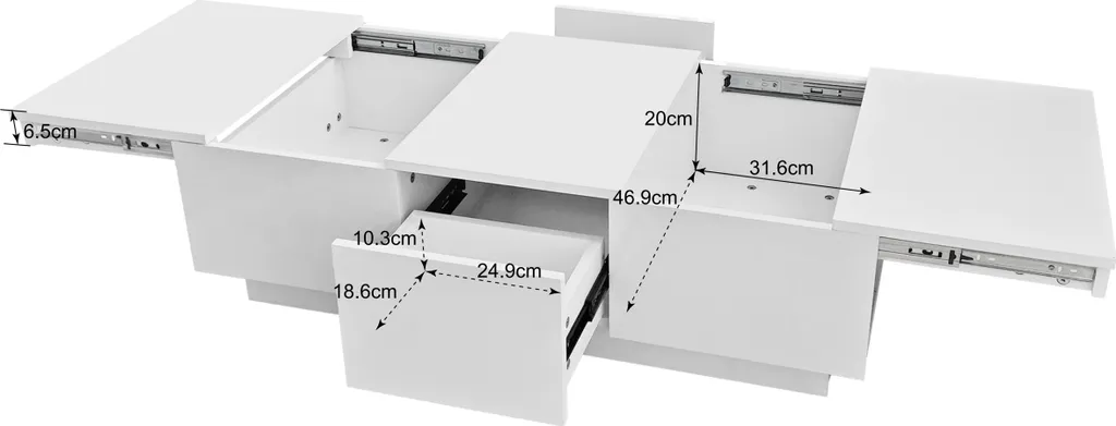 Table basse avec rangement push-pull et tiroirs double face Sweiko - 9