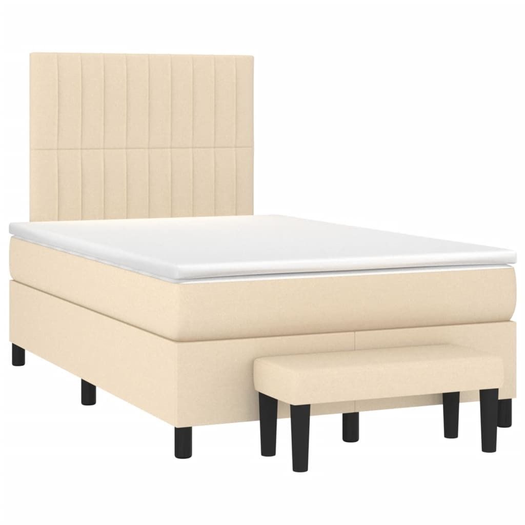 SYFAX Boxspringbett mit Matratze Creme 120x190 cm Stoff