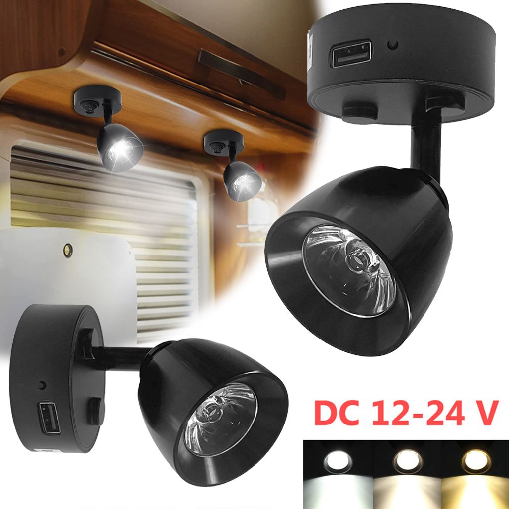 2 Stück 12V LED Spot Lampe Strahler Schwarz