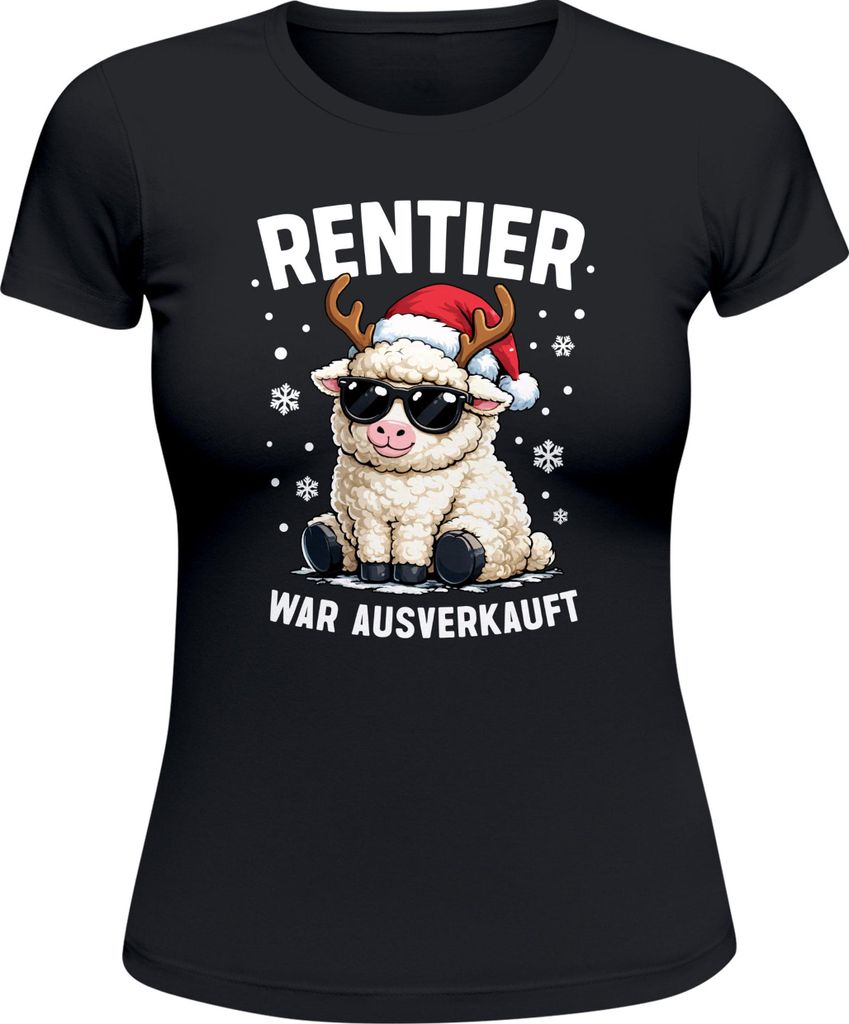 Weihnachtsshirt Damen Rentier Spruch Lustig Weihnachtstiere Santamütze XMAS Weihnachtsoutfit Frauen Moonworks