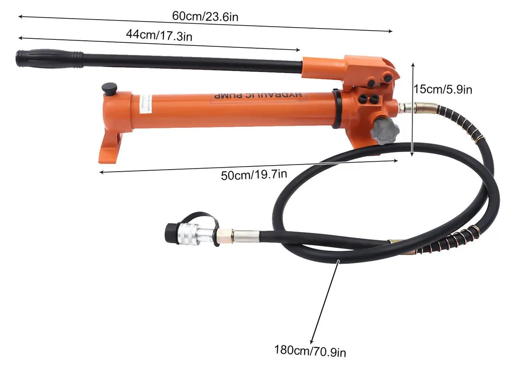 Pompe hydraulique manuelle en acier orange avec commutation de pression - 3