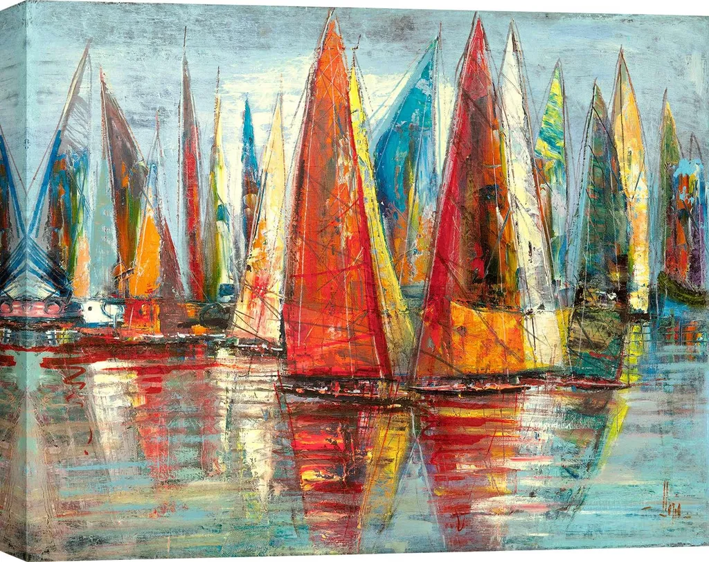 Tableau moderne pour grand mur vide - Peinture voile sur toile 70x50cm