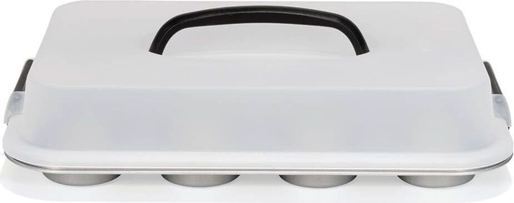 muffin-Form mit Deckel 35 cm Stahl silber 12 Fächer Produktbild 2