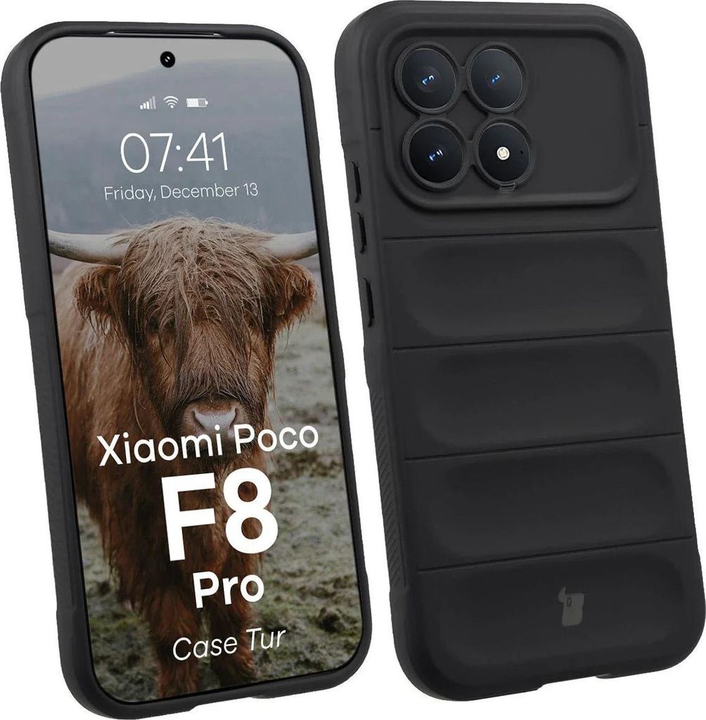 Robuste Handyhülle für Xiaomi POCO F8 Pro, Bizon Case Tur, Schwarz