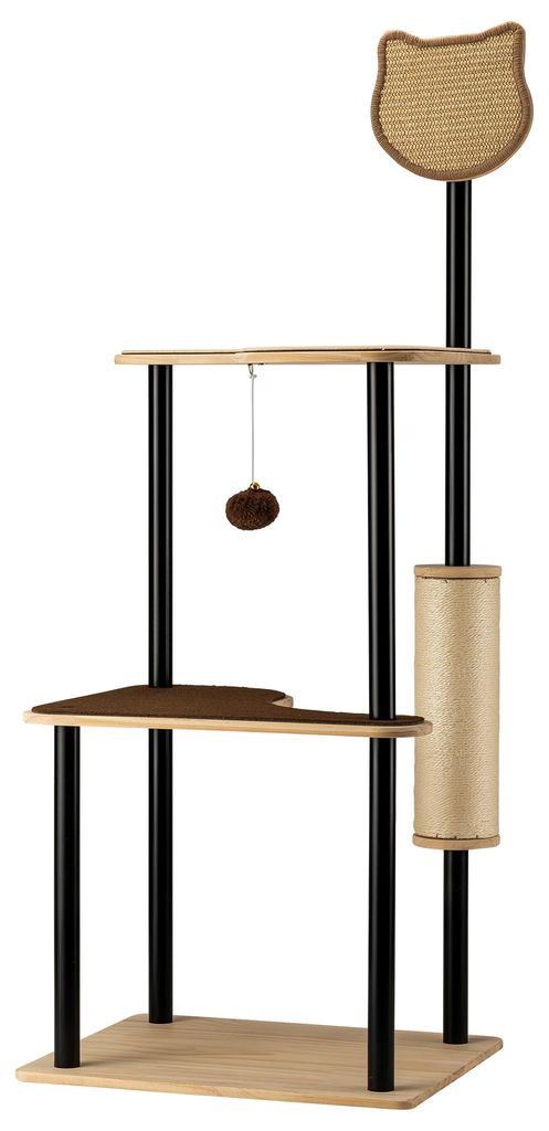Fudajo Kratzbaum aus Metall 48 x 40 x 120 cm mit Sisal, Kratzmöbel mit Kratzbrett, Katzenbaum mit großer Liegefläche und modernem Design