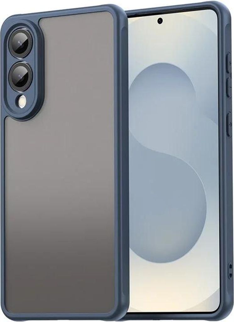 Hülle für Samsung Galaxy S25 Edge - Phonesta AirFrost Semi-Transparent Back Cover - Matt Blau