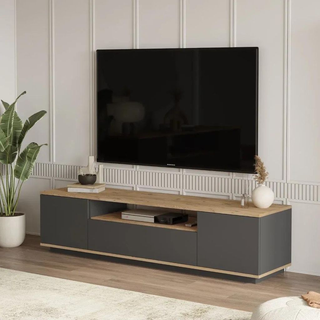 TV-Tisch Houseland Luka Atlantikkiefer/anthrazitgrau Produktbild 