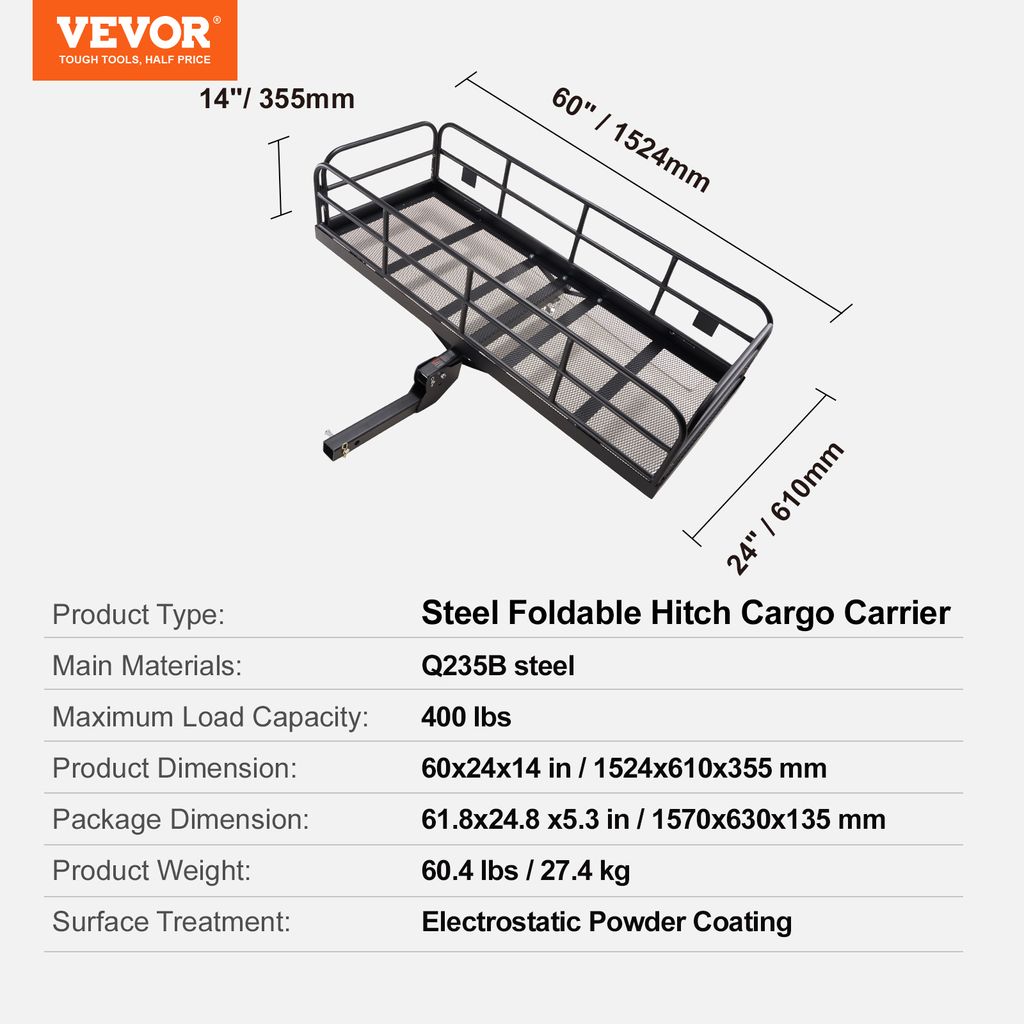 VEVOR 1524 x 610 x 355 mm Nosič batožiny s ťažným Obrázok produktu 7