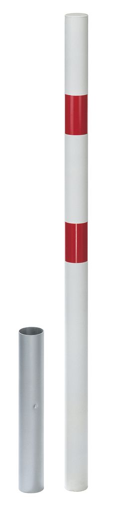 Alberts Absperrpfosten Stabo | zum Einbetonieren, herausnehmbar | weiß | Pfosten-Ø 60 mm | Höhe über Boden 100 cm | ohne Ösen
