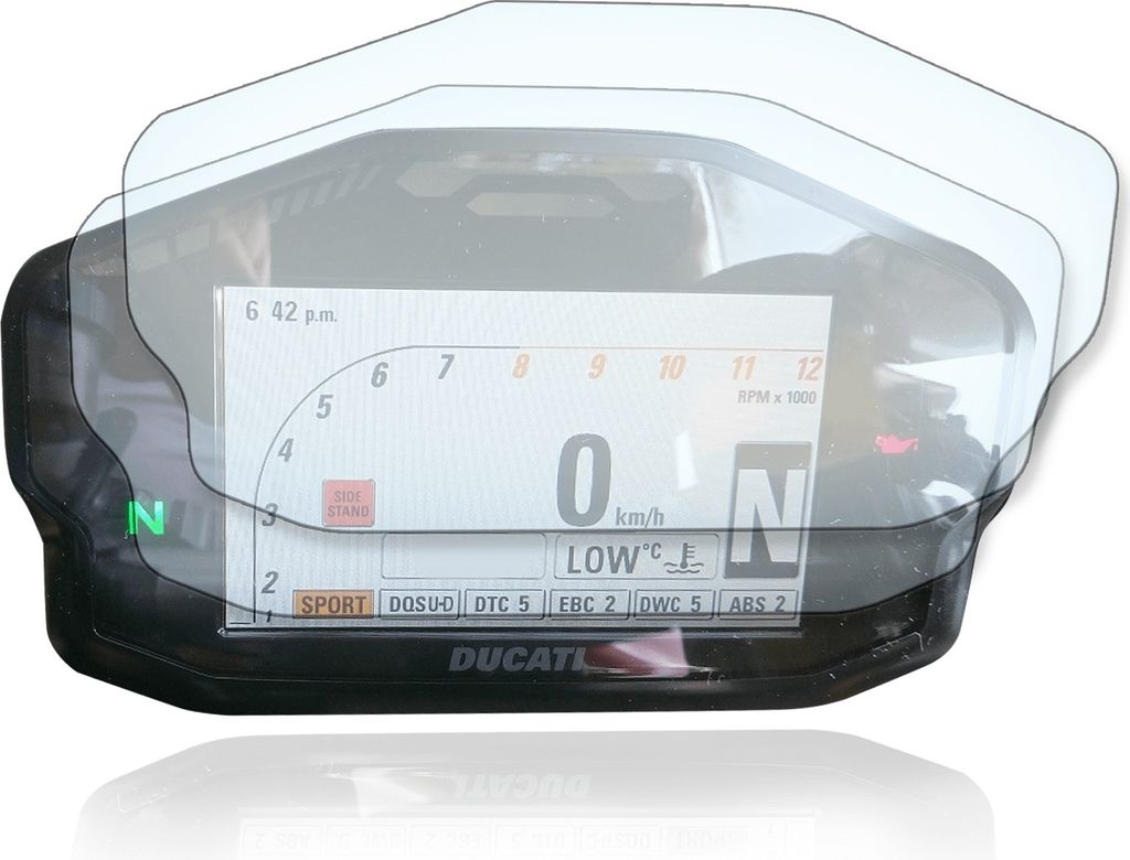 Ducati Panigale 899 / 959 / 1199 / 1299 Tachoschutzfolie Displayschutzfolie 9H Nano Glas Technologie
