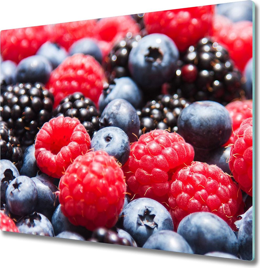 Glas Herdabdeckplatte 60x52 cm Spritzschutz Glasabdeckplatte Schneidebrett Waldfrüchte