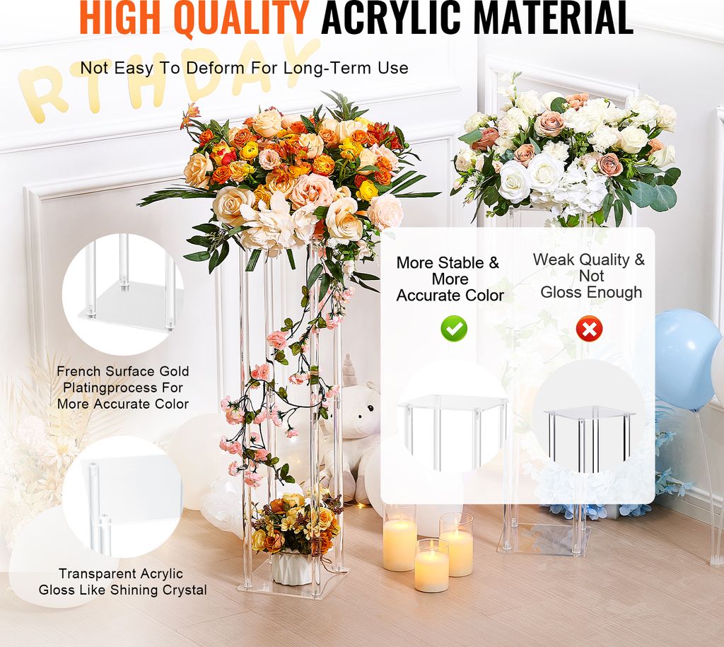 SucceBuy 10 Stück 23,6 Zoll Blumenständer für Hochzeiten