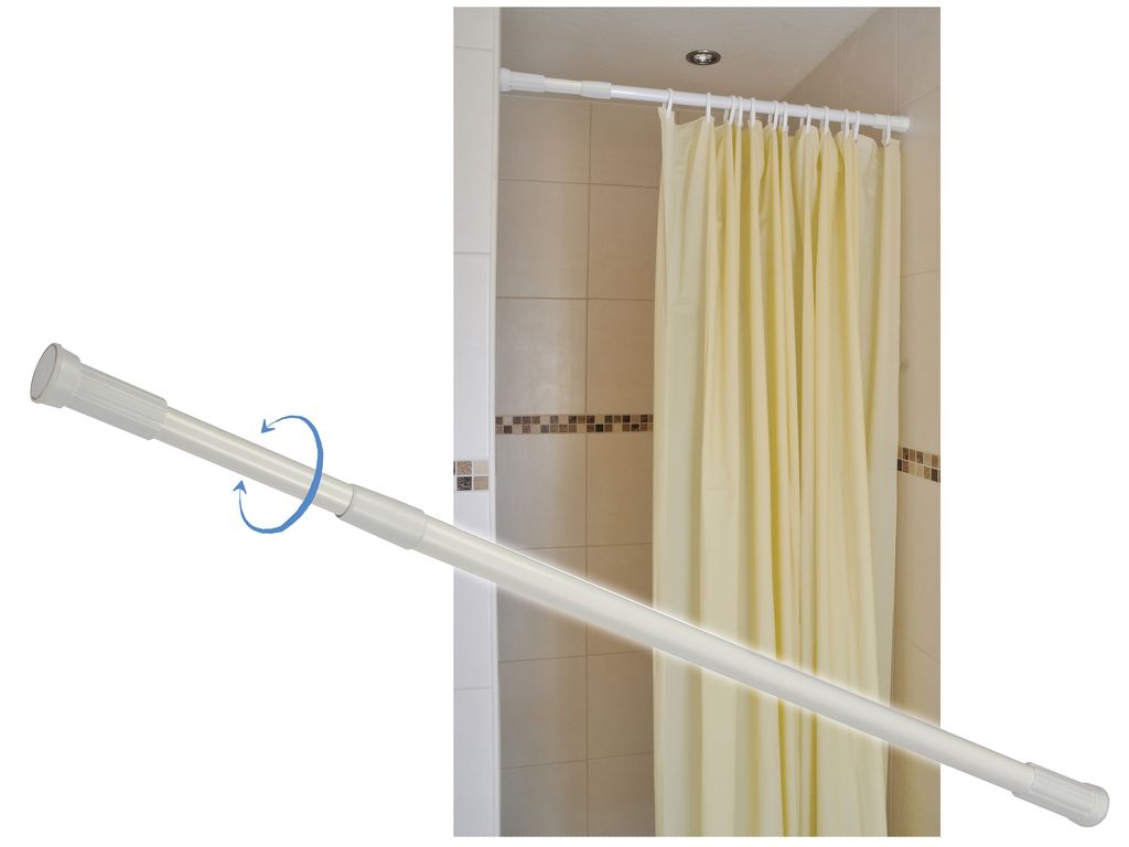 Kein Bohrer erforderlich Duschstange Duschvorhangstange Ausziehbare Gardinenstange für Dusche und Badewanne Fenster，50-70cm Schlafzimmer Teleskopstange aus Edelstahl