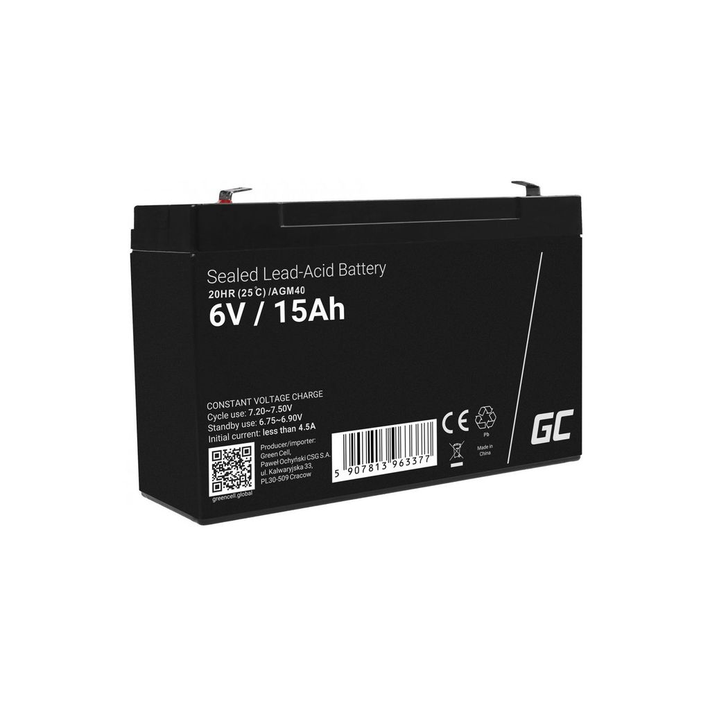 Batterie AGM VRLA Green Cell AGM40, 6V, 15Ah Produktbild 