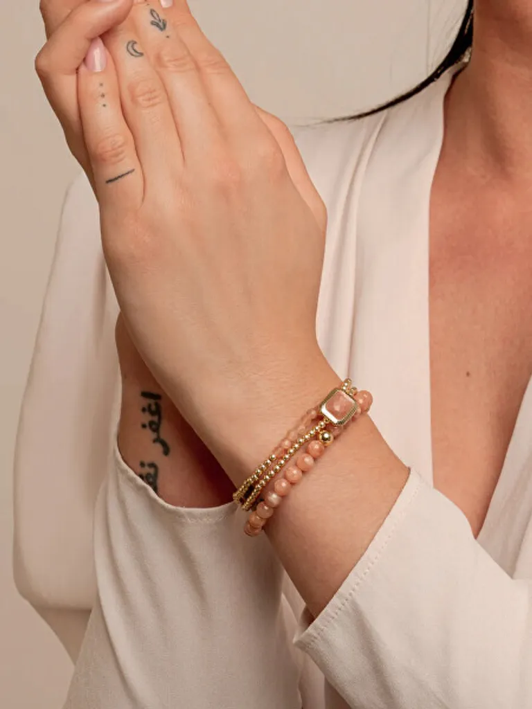 Bracelet en pierre de soleil aux reflets pailletés SBG-GEM58-ADD