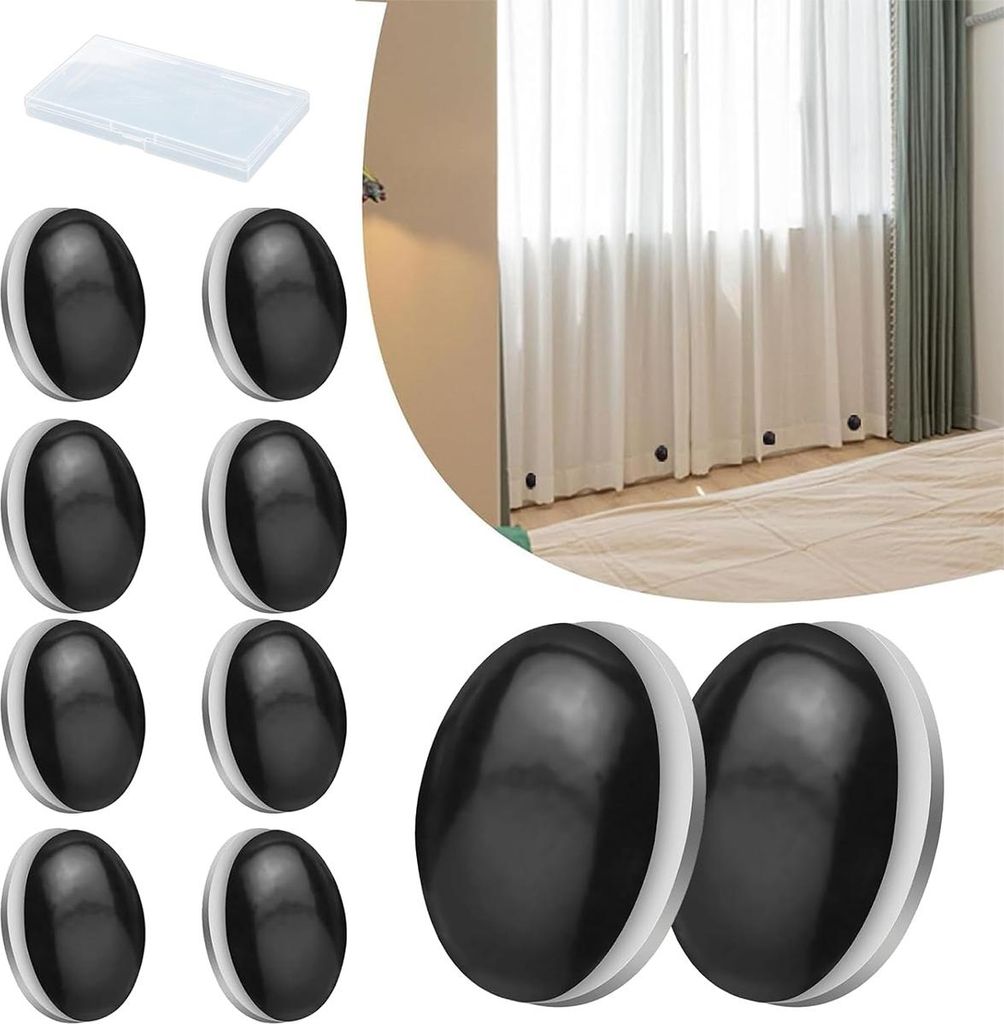 10er-Pack runde magnetische Vorhanggewichte – Starke, wasserdichte Duschvorhang-Magnete für Vorhänge & Tischdecken,Schwarz