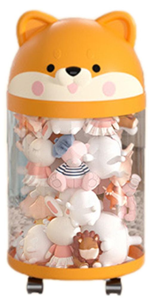 Aufbewahrungsröhre für Kuscheltiere, Puppenorganizer mit Rollen, transparenter Plüschtiereimer mit Deckel für Kinderzimmer, Schlafzimmer, Spiel...