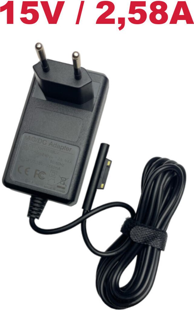 Trade-Shop 15V 2,58A Netzteil Ladekabel Ladegerät kompatibel mit Microsoft Surface Pro5, Pro 7, Pro X, Laptop 3, Pro 8, Go 3, Duo, Duo 2