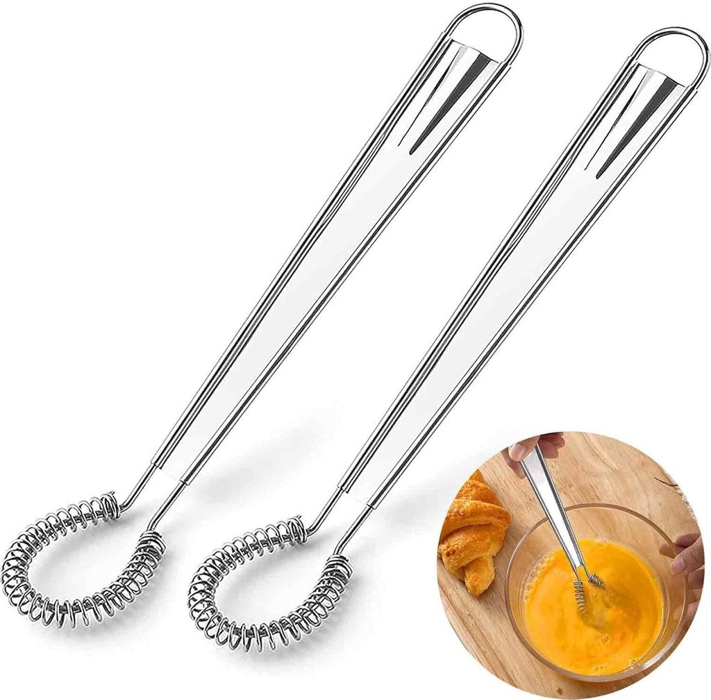 Küchen-Schneebesen 2 Stück, Mini-Edelstahl-Küchen-Schneebesen, manueller Rührbesen, Edelstahl-Mini-Mixer, Rührer, manueller rotierender Rührb...
