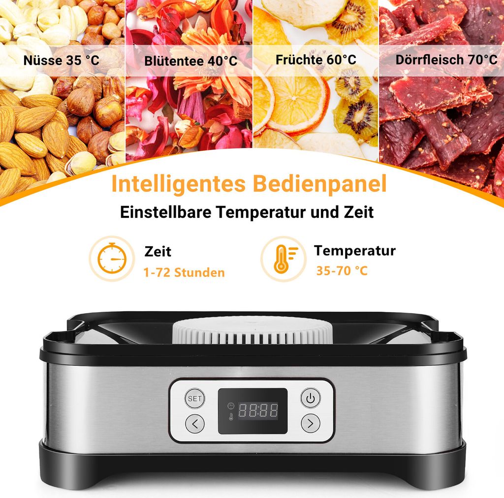 Tooluck 400W Edelstahl Dörrgerät mit 8 Ebenen, Produktbild 8
