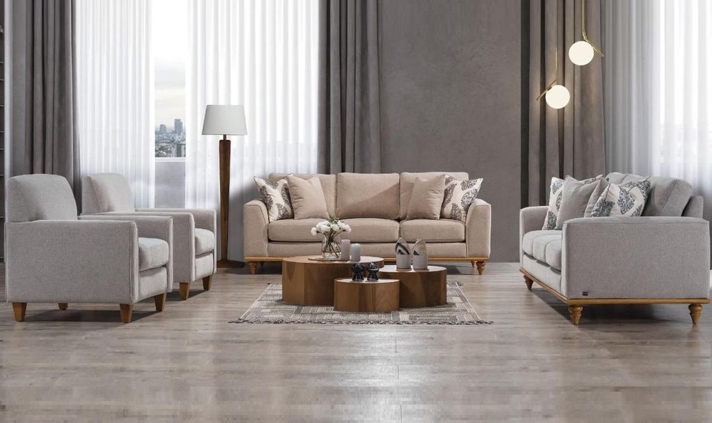 Wohnzimmer Set 4tlg 2x Sofa Dreisitzer Design 2x Sessel Produktbild 