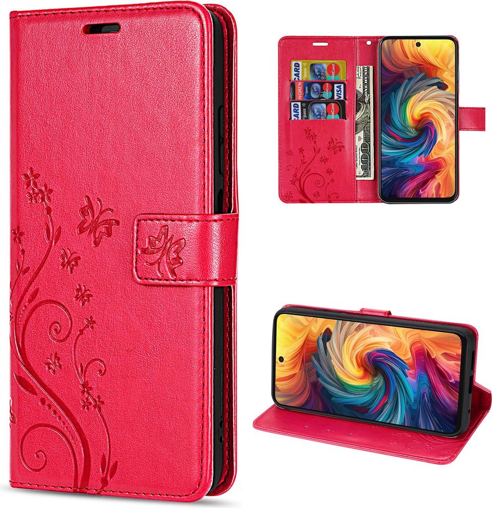 Hülle für ZTE Blade V70 Handy Tasche Handyhülle Hülle Schutzhülle Klapphülle in Rot