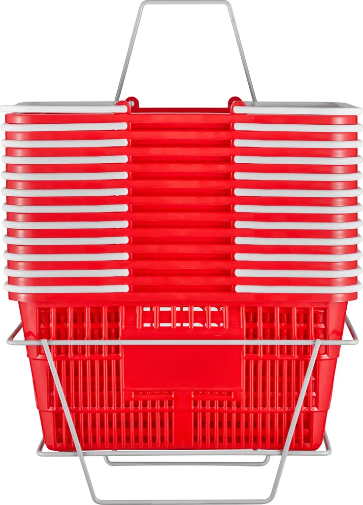 Panier de Course avec Anse en Plastique Robuste 21 Litres - Lot de 12