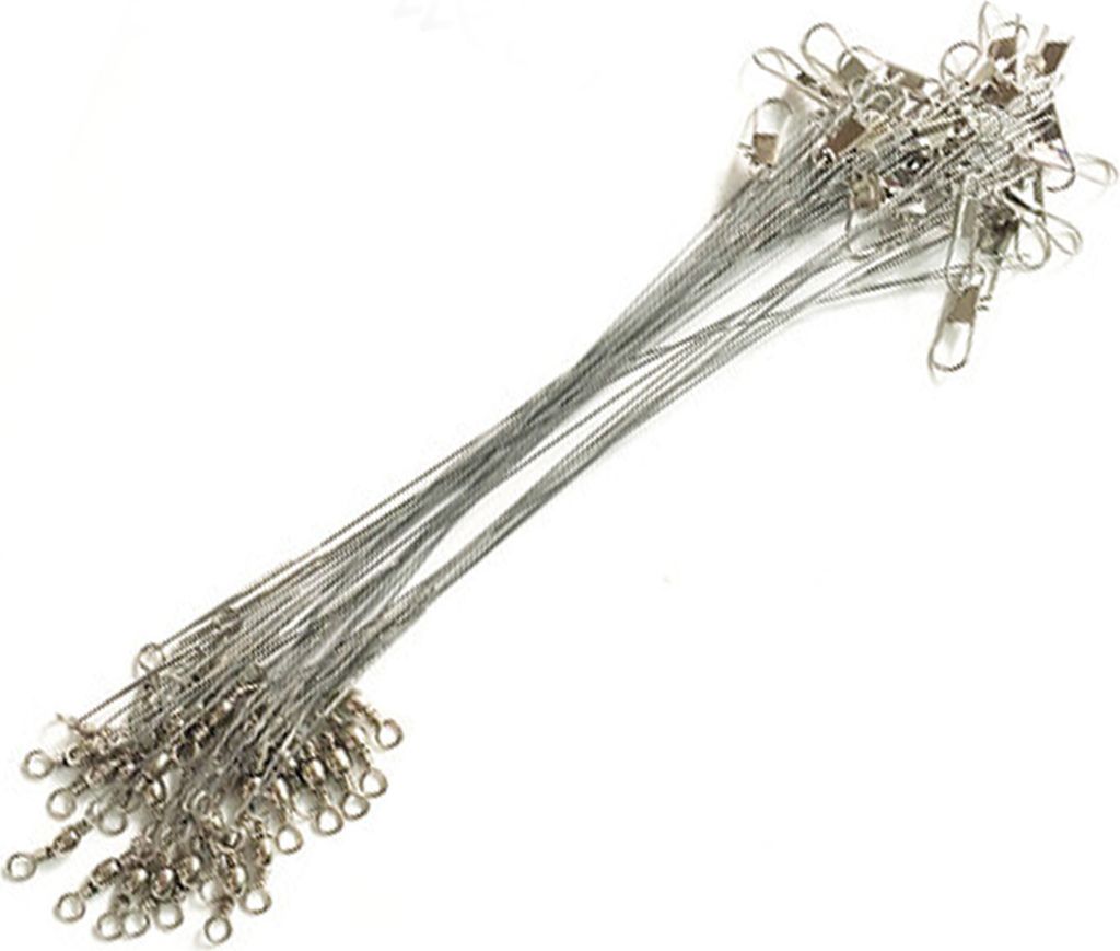 60pcs Fischereiführer 15 cm 20 cm 25 cm Stahl Anti -Biss -Fischdrahtgeräte -Tackle -Kit mit Wirbel Schnappschüssen für Salzwasser und Süßwasser