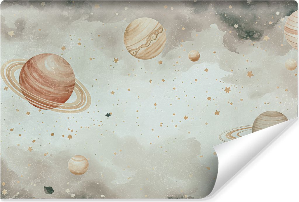 Muralo Selbstklebende Fototapete PLANETEN Sterne Wandtapete Für Kinderzimmer Br. 416cm x Hö. 254cm