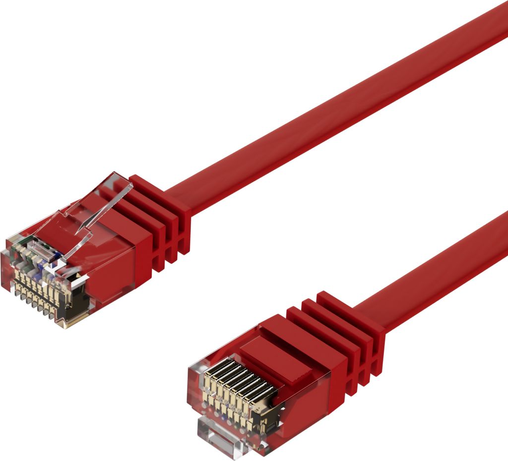 Patchkabel-Flachkabel U/UTP cat. 6 slim rot 15m