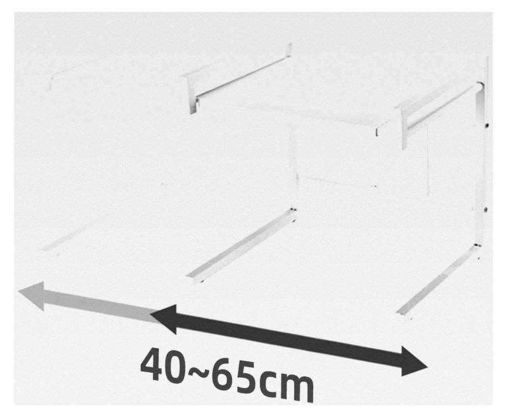 Ausziehbares Regal für Mikrowellen, Metall mit 3 Aufbewahrungshaken, Edelstahl, ausziehbare Länge: 40 – 65 cm (weiß)