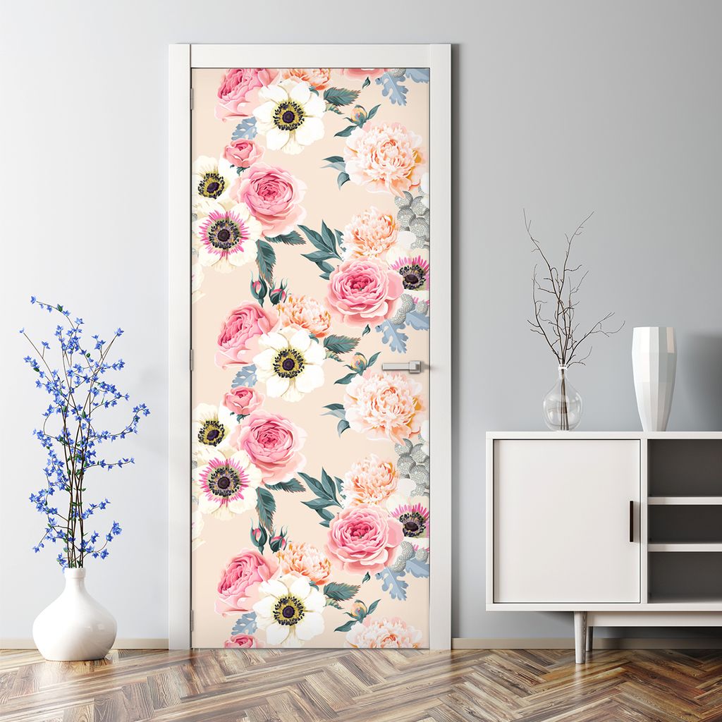Dekorative Türposter selbstklebend Wandaufkleber dekoration Fototapete Blumen Pflanzen 77 x 200 cm