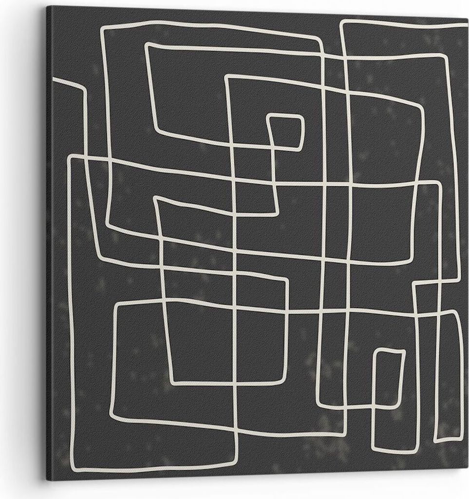 Bild auf Leinwand - Leinwandbild - Einteilig - Schwarzweiß Labyrinth Linie - 70x70cm - Wand Bild - Wanddeko - Wandbilder - Leinwanddruck - Bilder ...