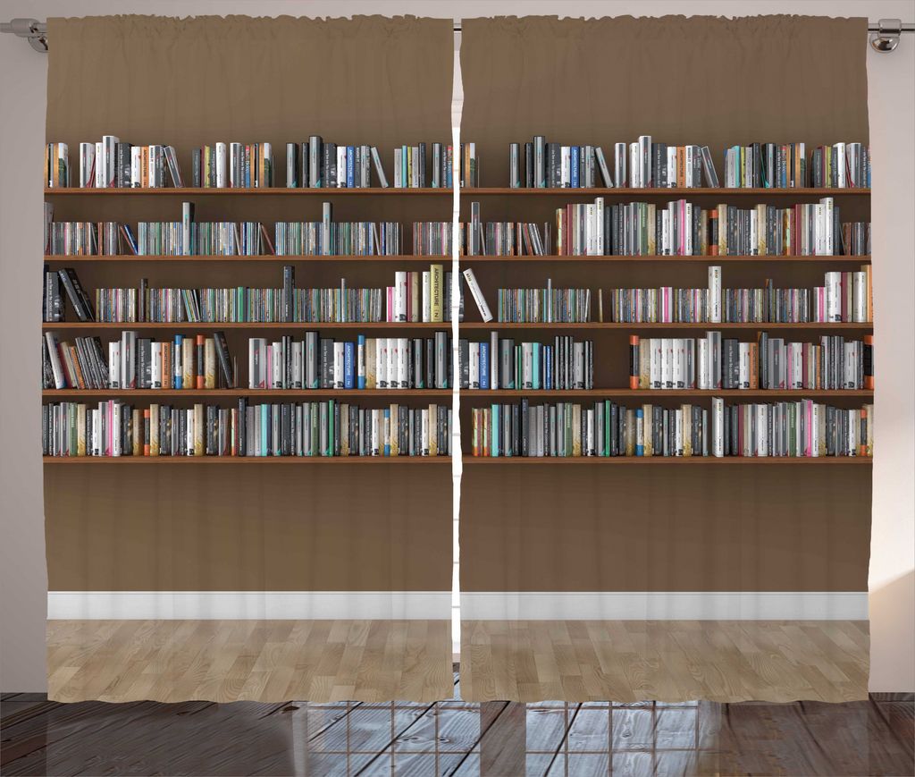 ABAKUHAUS Bibliothek Rustikaler Vorhang, Interior Bookshelves Wand, Wohnzimmer Universalband Gardinen mit Schlaufen und Haken, 280 x 175 cm, Mehrfa...