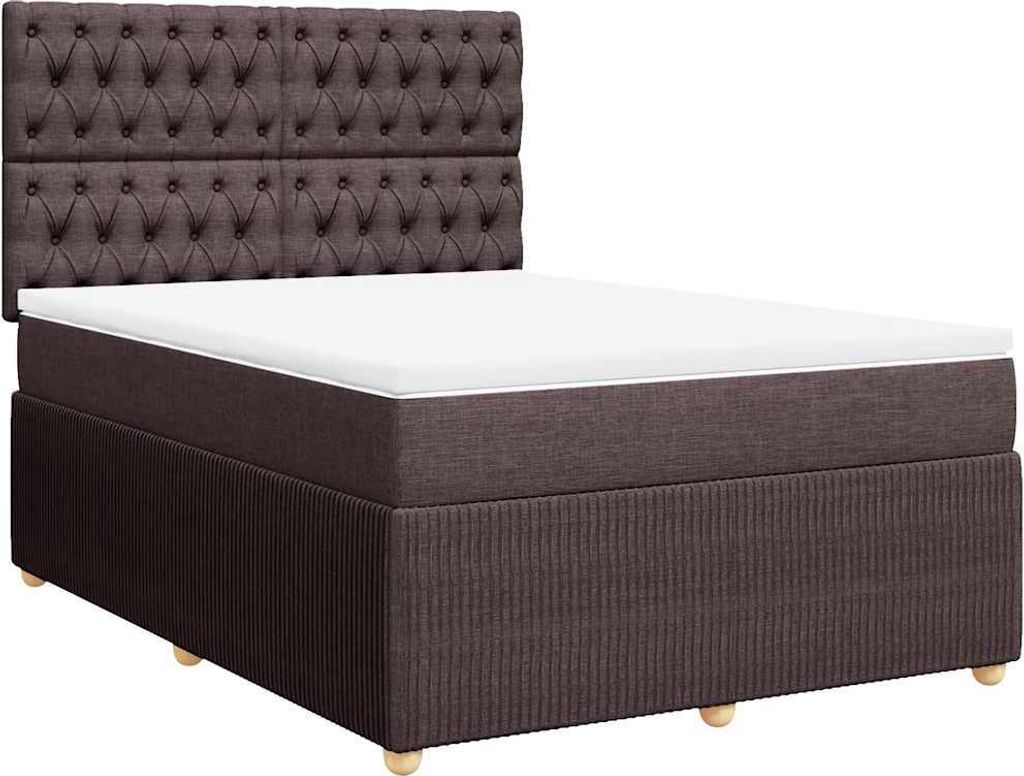 vidaXL Boxspringbett mit Matratze Dunkelbraun 160x200 cm Stoff