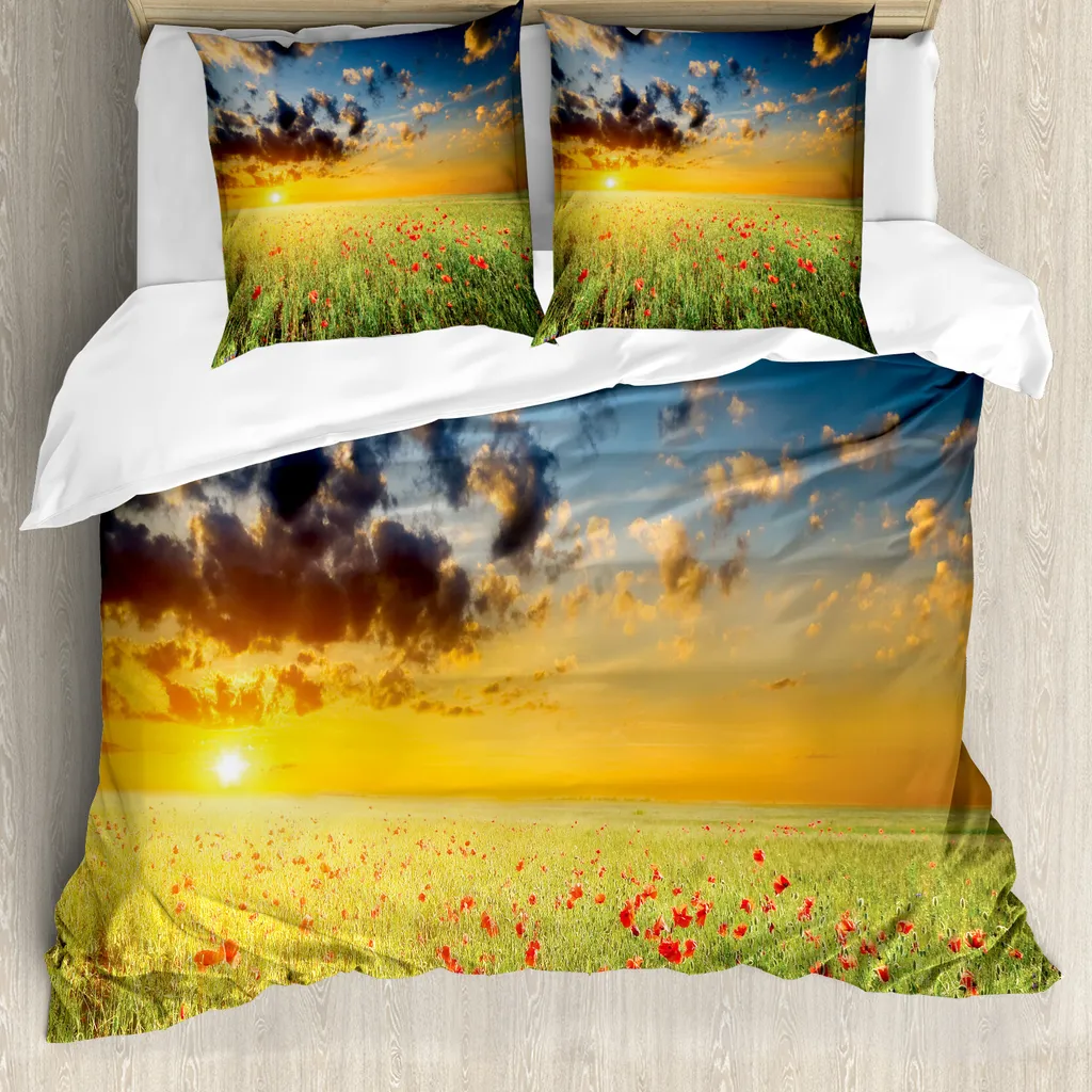 Copripiumino ABAKUHAUS Poppy 200x200: Tramonto sul Prato Ipoallergenico