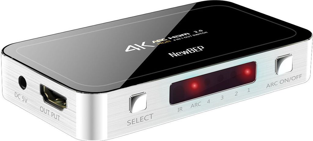 HOPE R HDMI Switch 4 vstupy 1 výstup HDMI a zvuk, diaľkové Obrázok produktu 
