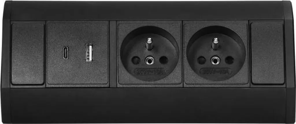 Prise d'angle cuisine ou bureau noire 2x230V et USB A+C ORNO OR-GM-9039/B