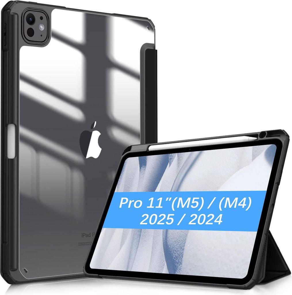 Fintie Hybrid Hülle für iPad Pro 11 Zoll (M5/M4) 2025/2024 mit Stifthalter - Stoßfeste Schutzhülle Case mit transparenter Hartschale auf der R...