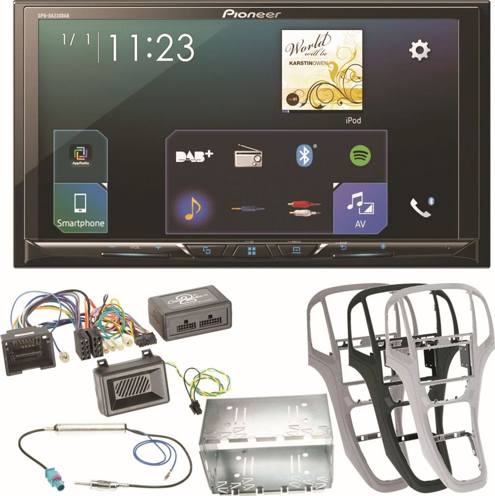 Pioneer SPH-DA230DAB Bluetooth Carplay Android Auto USB Einbauset für Opel Astra J