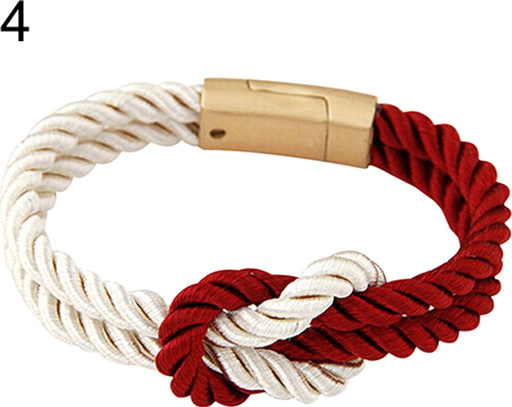 Geflochtenes Seilkettenarmband für Damen und Herren mit Magnetverschluss und Schleife-Rotwein