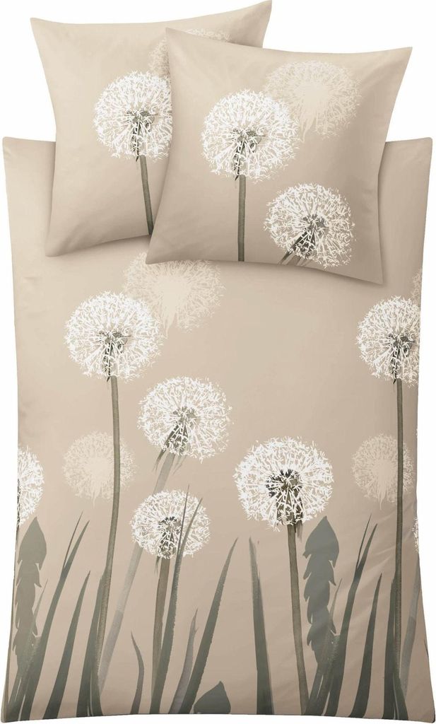 Kleine Wolke Bettwäsche Satin BELFIORE Taupe 155 x 220 cm und 80 x 80 cm