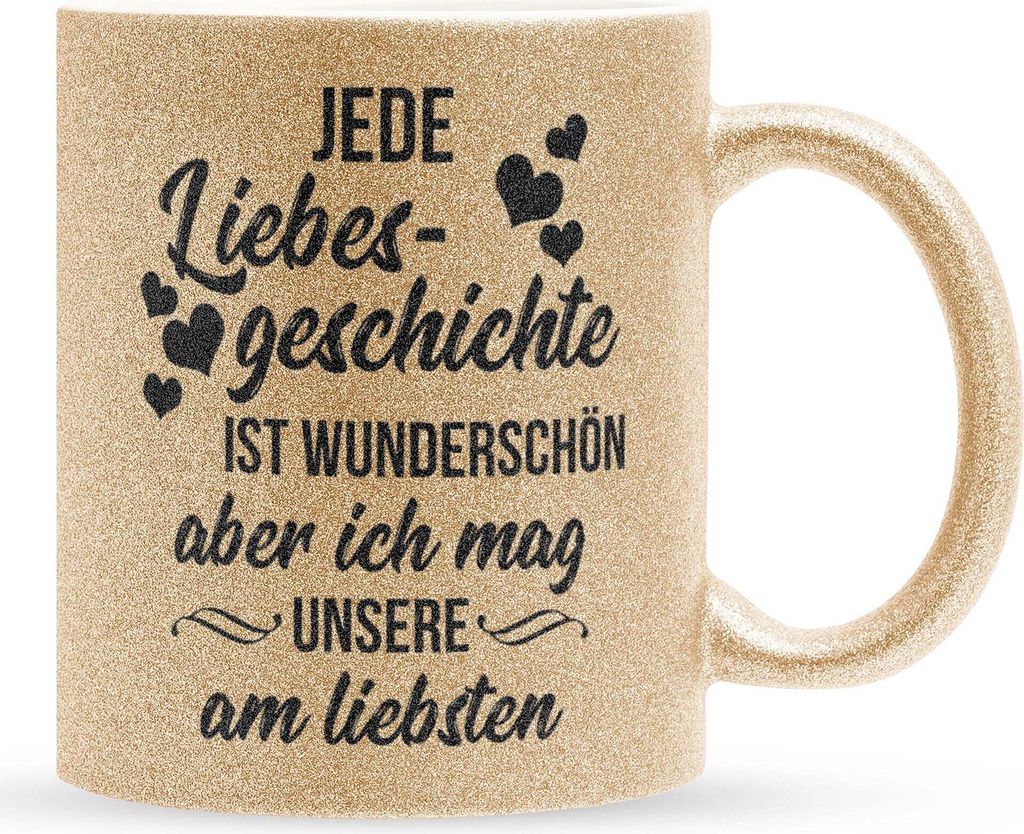 22Feels Glitzertasse Gold Jahrestag Geschenk Frauen Männer Hochzeitstag Ehefrau Ehemann Freund Freundin Valentinstag Geburtstag Weihnachten Kaffee...