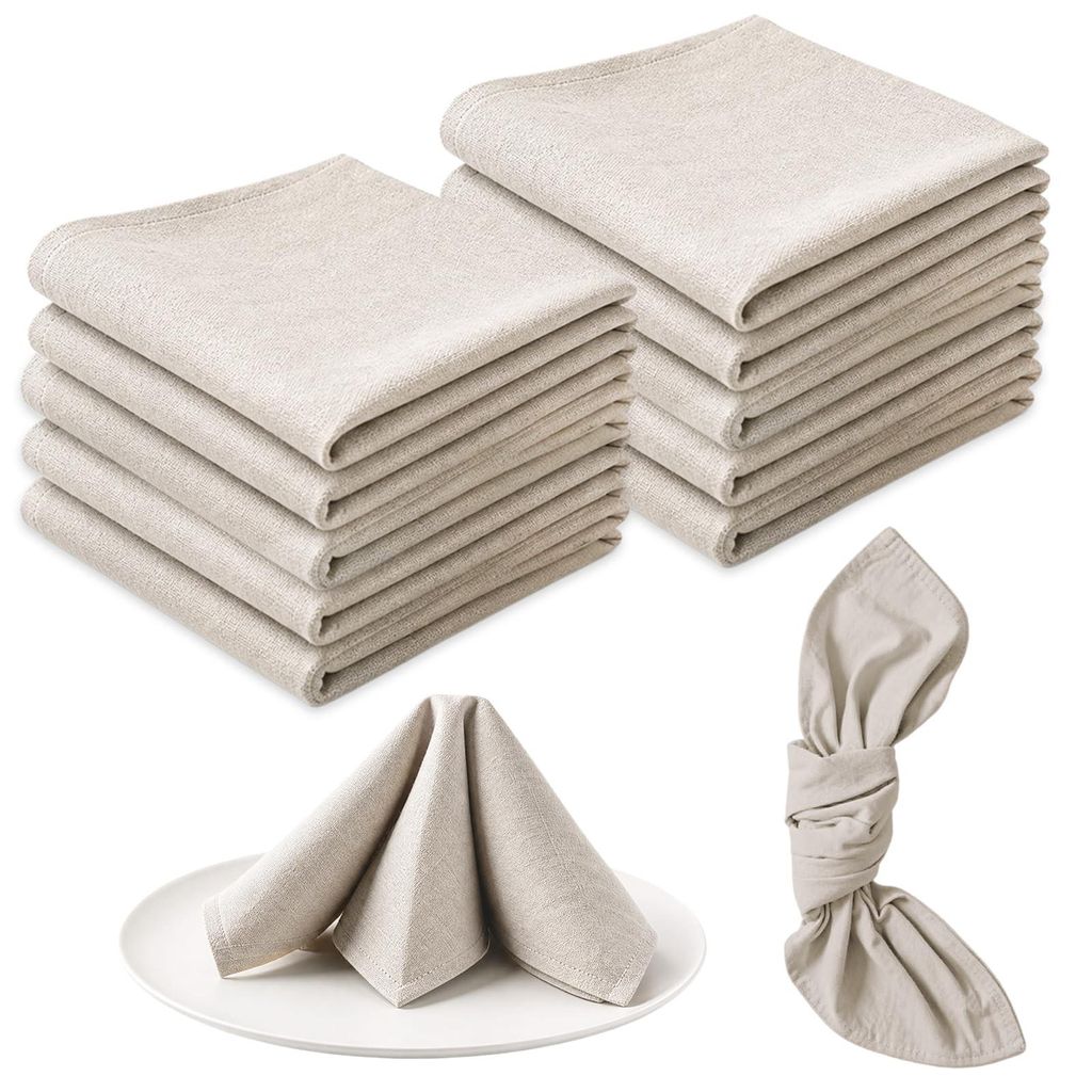 Set aus 12 Stoffservietten 40x40cm - Baumwolle - Beige Produktbild 
