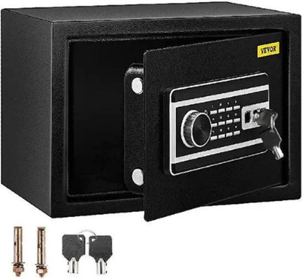Coffre-fort à empreinte digitale 22L noir 35x25x25 cm avec code