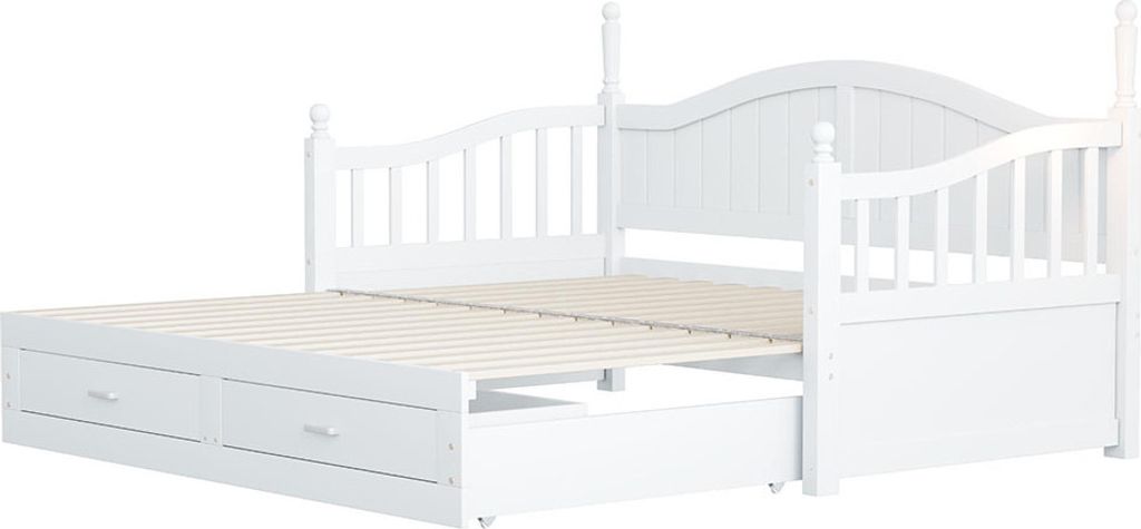 Sweiko Lit Rembourré Canapé-lit Extractable 90 X 190 Cm /180 X 190 Cm Cadre à Lattes Lit Multifonctionnel, Tissu Lin Confortable Et Respirant (Matelas Non Inclus),Gray